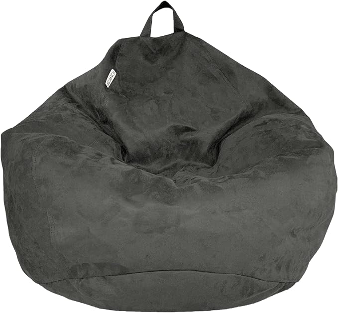 Bean Bag Stuffed Animal Storage Chair Cover (No Filler) for Kids and Adults. Extra Large Bird's Nest Beanbag Memory Foam Soft Premium (Black, 3 ft (Cover Only)) by Delmach