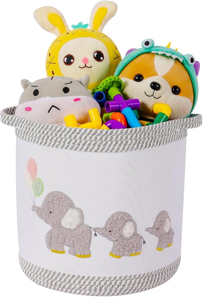 Baby Toy Basket Laundry Hamper Blanket Baskets Cute Elephant Nursery Storage Basket, Woven Cotton Rope Nursery Organization Bins For Girls Boys Kids Baby Shower Gifts Baskets by Unknown