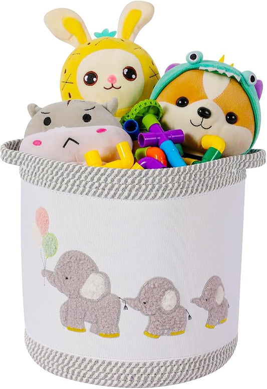 Baby Toy Basket Laundry Hamper Blanket Baskets Cute Elephant Nursery Storage Basket, Woven Cotton Rope Nursery Organization Bins For Girls Boys Kids Baby Shower Gifts Baskets by Unknown