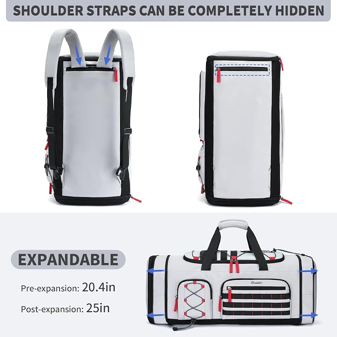 BOSSTIN Gym Bag for Men & Women, 45L-50L Expandable Sports Duffle Bag | Convertible Duffel Backpack, Comes with Toiletry Bag, Shoe Compartment & Wet Pocket, for Workout, Weekender, Overnight Travel - Image 4
