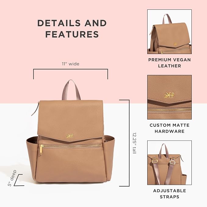 Freshly Picked Mini Diaper Bag II Backpack – Premium Vegan Leather Small Baby Bag without Changing Pad, Compact, Lightweight & Stylish for Moms On-the-Go, Fig - Image 3