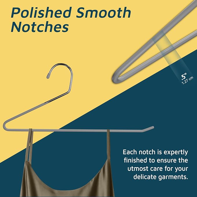 Lifemaster Metal Pants Hanger Set - 50 Pieces Elegant Non-Slip Closet Space Saving Hanger Set for Pants, Trouser, Blankets, and Jeans with Open Ended Sleek Design - Gray - Image 4