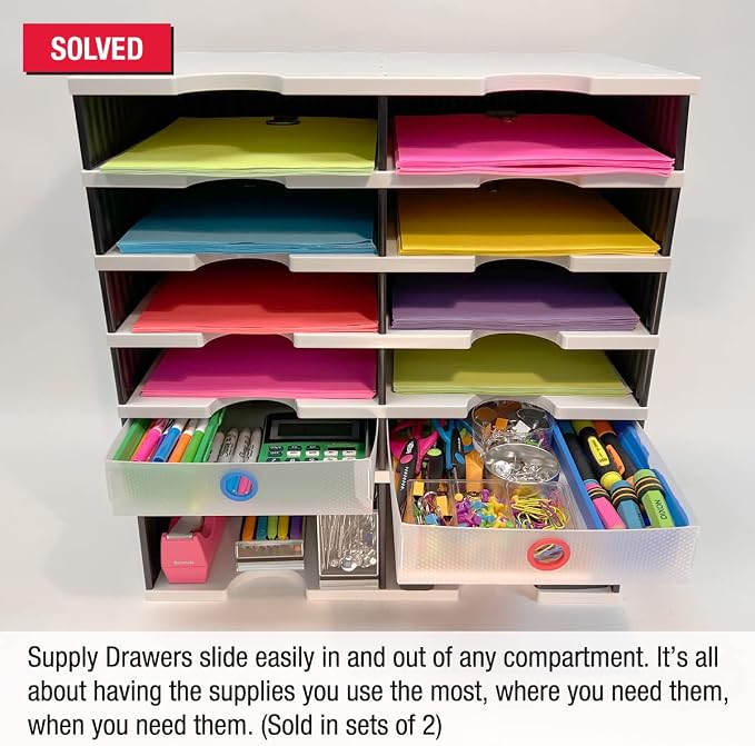 Ultimate Office TierDrop Supply Drawers, 9w x 12d x 2.25h, Set 2, Clear | Color-coded finger rings for easy access to contents; stores desk accessories and supplies; designed for TierDrop organizers - Image 3