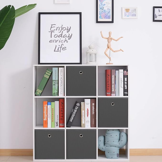 Foldable Storage Cubes Bins ,11 Inch Cloth Storage Cube Fabric Storage Box Cubes Organizer Baskets with Dual Handles for Home Organizer Set of 12 (Grey) - Image 4