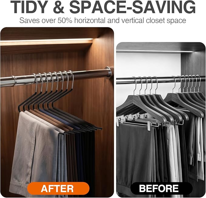 Korpai 40-Pack Open Ended Pants Hangers,Non Slip Space Saving Jean Hanger | No Creases Rubber Coating Heavy Duty Metal Pants Hangers,Trouser Hangers for Jeans,Slack,Skirt,Scarf,Blanket,Ties ect Black - Image 5
