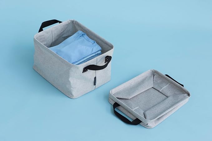Brabantia - Foldable Laundry Basket - Compact Storage Box - Water Resistant Coating - Multi-Functional - Laundry Hamper - Bathroom - Collapsible - Grey - 9 Gal - Image 8