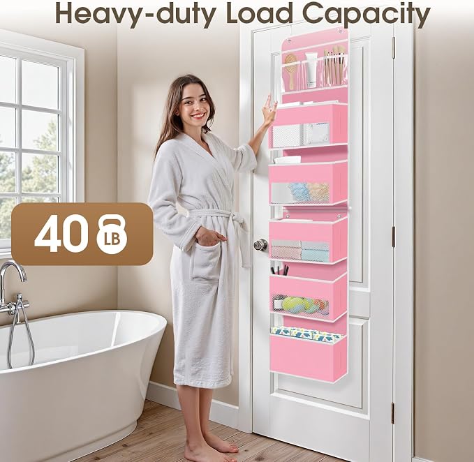 1Pack Over The Door Organizer Large Capacity Hanging Storage Room Organizer | 40 lb Capacity, Ultra-Sturdy, Detachable, Mesh Design with Clear Window, Space-Saving Organizer for Pantry, Nursery & Closet - Image 5