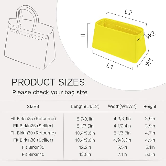 Fits for Brikin Bag Insert Organizer For Hermes(25 R,Lime) | Premium Silk Material,Smooth Touch,Lightweight,zipper,protect from scratches & stains,multiple pockets,keychain,waterproof - Image 8