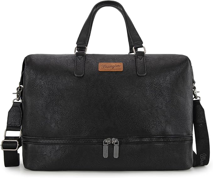Wrangler Travel Duffel Bag Carry On Overnight Bag with Shoe Compartment Weekender Bag for Women WG253-5110BK by THEOFFICIALMONTANAWEST