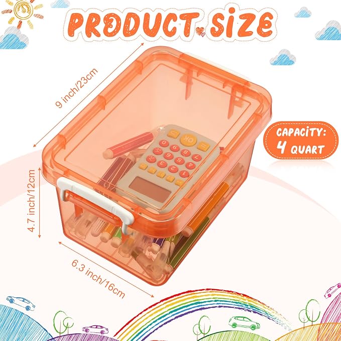 6 Pack Colorful Plastic Storage Bins with Lids 4 Quart Small Storage Latch Box Stackable and Nestable Clear Organizer Bins with Latching Handle and Buckle for Organizing(Colorful) - Image 2