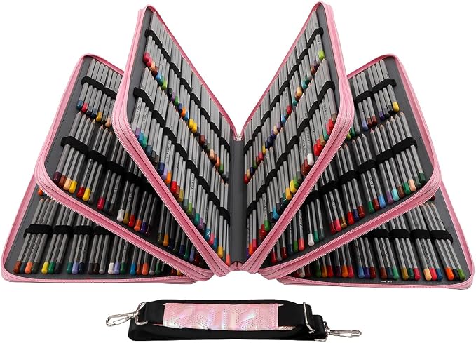 Large Capacity Colored Pencil Case - 500 Slots PU leather with Zipper Closure Portable Organizer for Watercolor Pencils Ideal for Artists（Pink） - Image 3