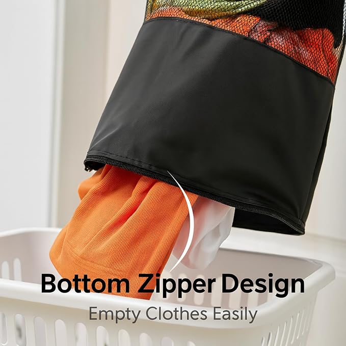 Oversized Basketball Laundry Hamper with Wooden Backboard – Over the Door Basketball Hoop Laundry Basket for Dirty Clothes, Boys Room Organizer & Fun Clothes Hamper (Wood) - Image 4