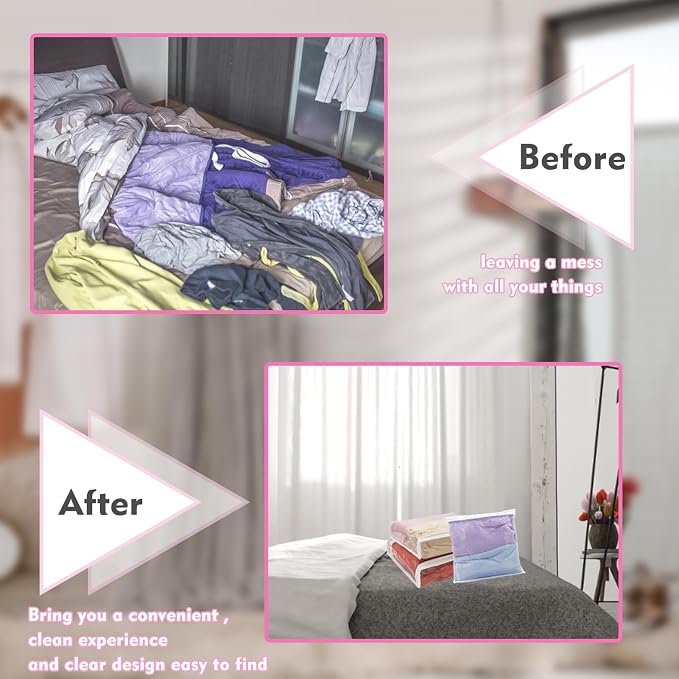 20 Pcs Clear Vinyl Zippered Storage Bags,40 x 30 x 8 cm Clothes Blankets Storage Bags for Sweater Clothes Bed Sheet Quilt Organizer with Zipper for Closet Linen Sweater Bed Sheet Pillow - Image 4