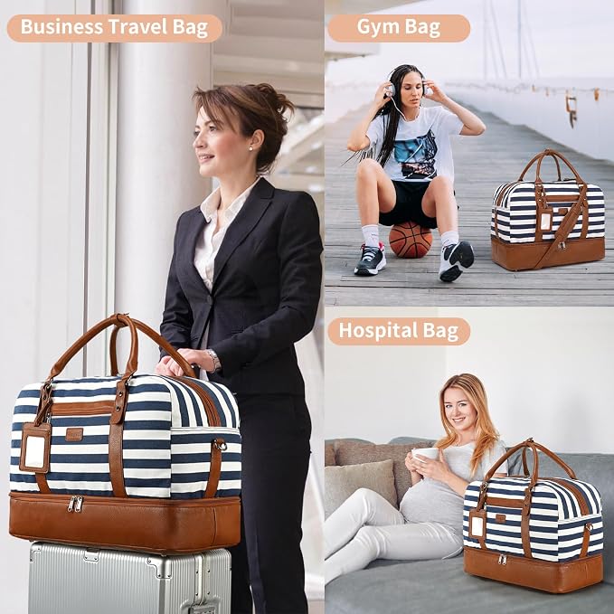 4PCS Weekender Bags for Women Large Overnight Weekend Travel Duffel Bags | Travel Bag Carry-on Tote Hospital Bag with Shoe Compartment Crossbody Toiletry Bag for Travel Business Gym Water Resistant - Image 6