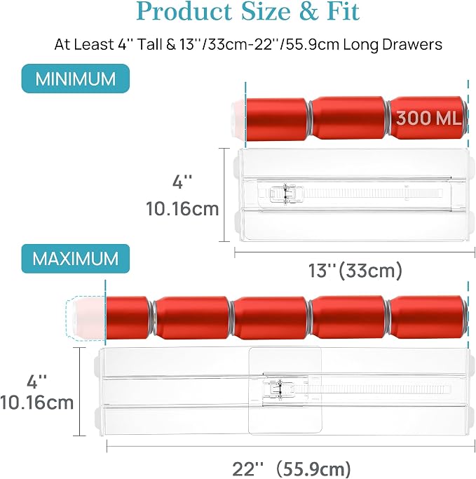 Vtopmart 4" High Drawer Dividers for Clothes, 13"-22" Adjustable, 12 pack | Expandable Dresser Drawer Organizer, Clear Plastic Separators for Dresser, Baby Clothing, Underwear, Cosmetic, Toiletries - Image 9