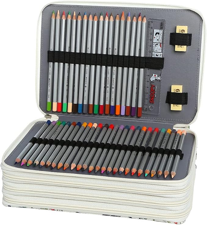 200 Slots Colored Pencil Case Organizer 4-Layer Zipper Bag | Portable Art Supply Organizer, Twill Oxford fabric Large Capacity Colored Pencil Case with Handle for 200 Watercolor Pencils - Image 2