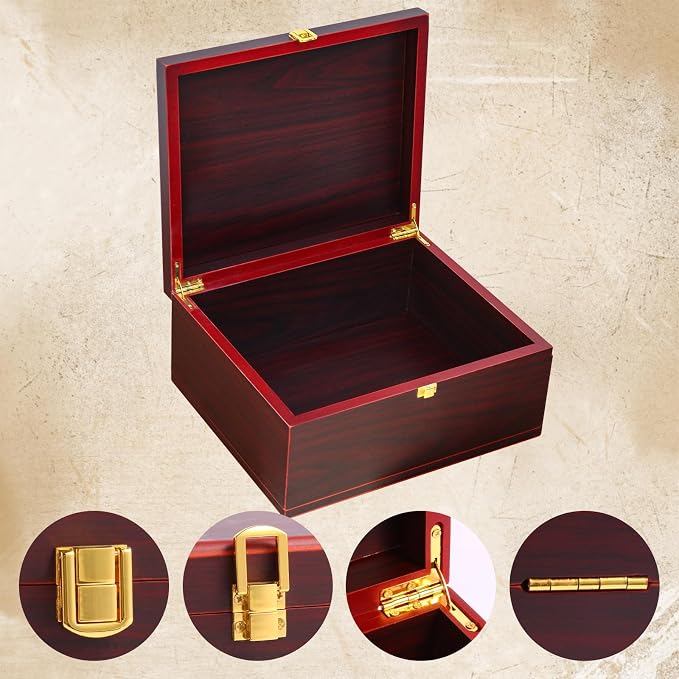 Tree of Life Red Wooden Keepsake Box - Large Decorative Storage Box with Lid - Image 3