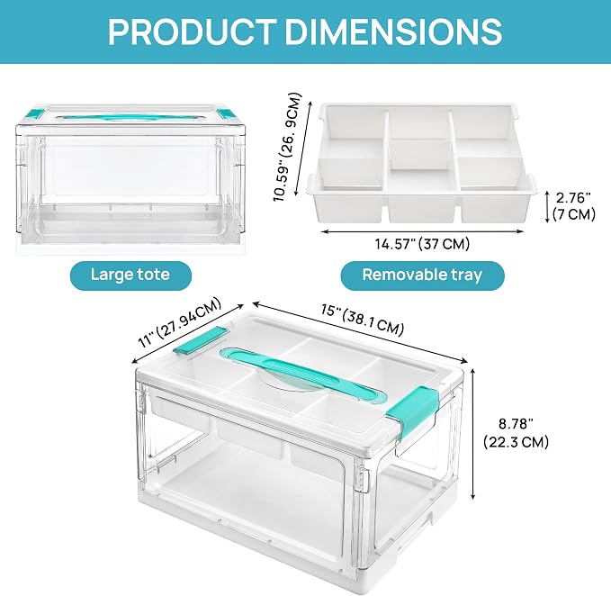 Vtopmart 24 QT Clear Craft Organizer with Removable Tray & Dividers, 1 Pack | Storage Box for Coloring Books, Modeling Clay, Molds and Art Supplies, Keeps Craft Materials Organized and Easy to Access - Image 8