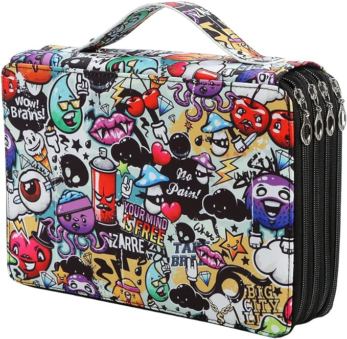 200 Slots Colored Pencil Case Organizer, 4 Layer Bag | Twill Oxford fabric,203 elastic loops,detachable handle,for travel, home storage,drawing tools,creative gifts by Lbxgap