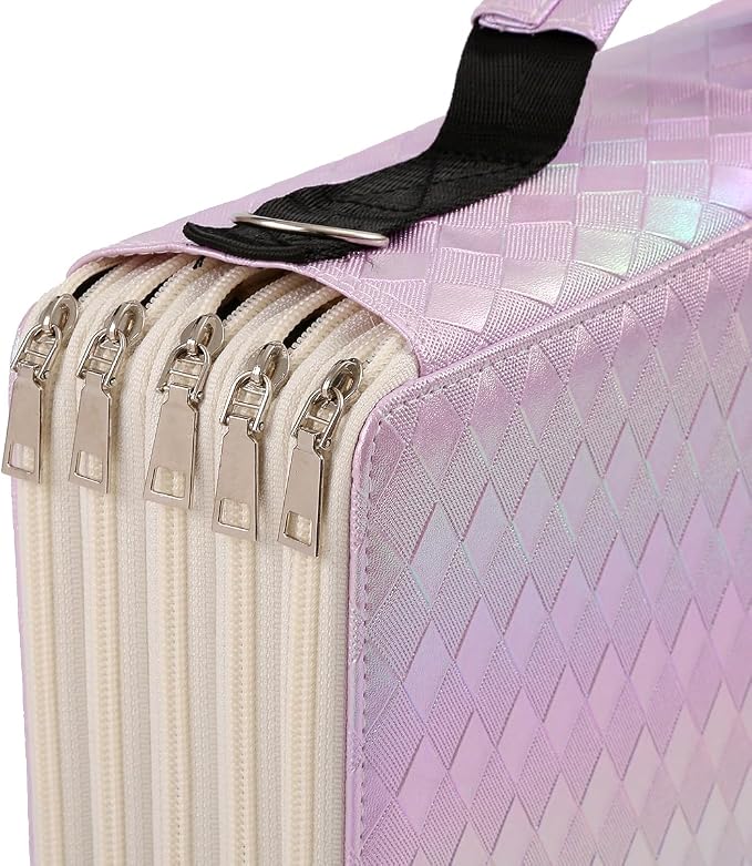 500 Individual-Slots Colored Pencil Case w/Handle & Shoulder Strap | 5-Layer Zipped Pencil Pouch PU Leather w/Open Front pocket for Colored Pencils/Watercolor Pencils to Artists, Painters - Image 5