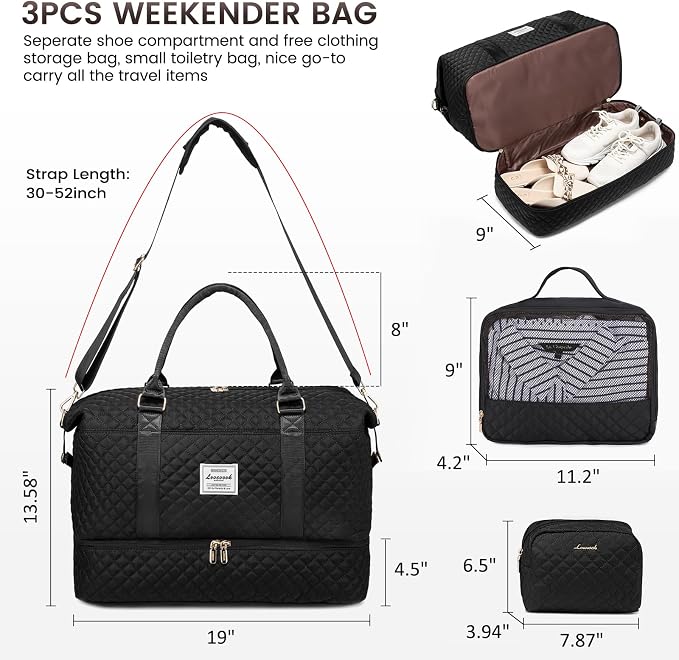 LOVEVOOK Travel Duffle Bag,Weekender Bags for Women with Shoe Compartment，Carry on Overnight Bag with Toiletry Bag,Gym Duffel Bag with Wet Pocket, Hospital Bags for Labor and Delivery - Image 2