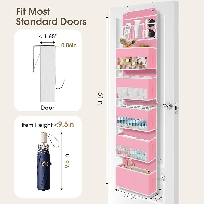 1Pack Over The Door Organizer Large Capacity Hanging Storage Room Organizer | 40 lb Capacity, Ultra-Sturdy, Detachable, Mesh Design with Clear Window, Space-Saving Organizer for Pantry, Nursery & Closet - Image 2