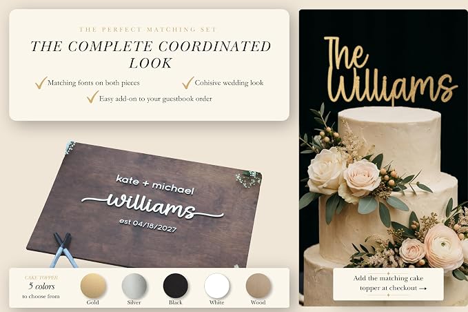 Personalized Last Name Guest Book, Unique Guest Book Sign, Custom Alternative Guest Book, Wooden Guest Book, Wedding Ceremony Guestbook Sign (Design 7) - Image 6