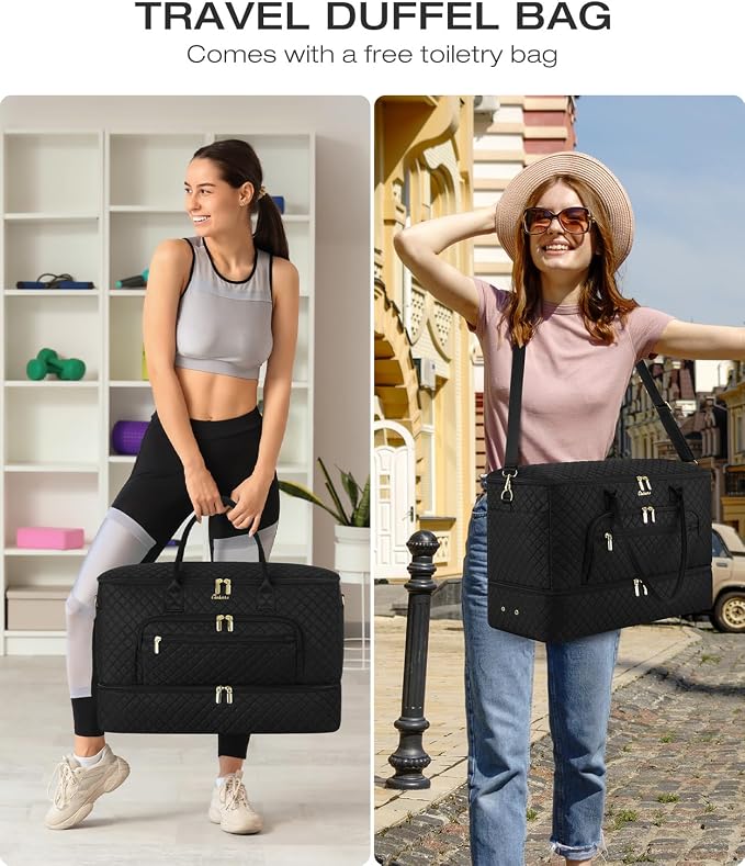 Travel Duffle Bag, Wide Open Large Weekender Bag for Women with Shoe Compartment, Carry on Overnight Bags with Toiletry Bag, Hospital Bag for Women Labor Delivery with Wet Pocket (3 Pcs) - Image 7