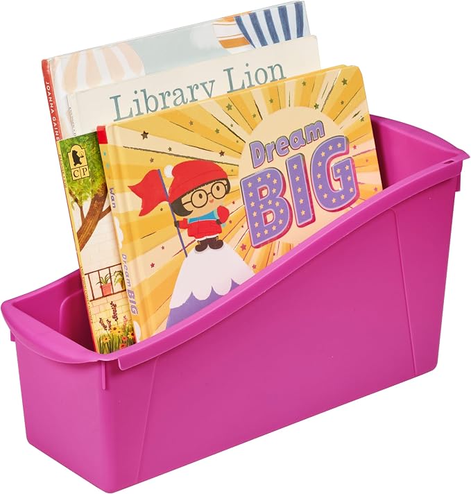 ECR4Kids Linking Plastic Storage Book Bin, Multipurpose Organization, Neon Purple, 10-Piece | Durable plastic with built-in handles, interlocking, nestable, ideal for books, magazines, and files in a classroom or office - Image 11