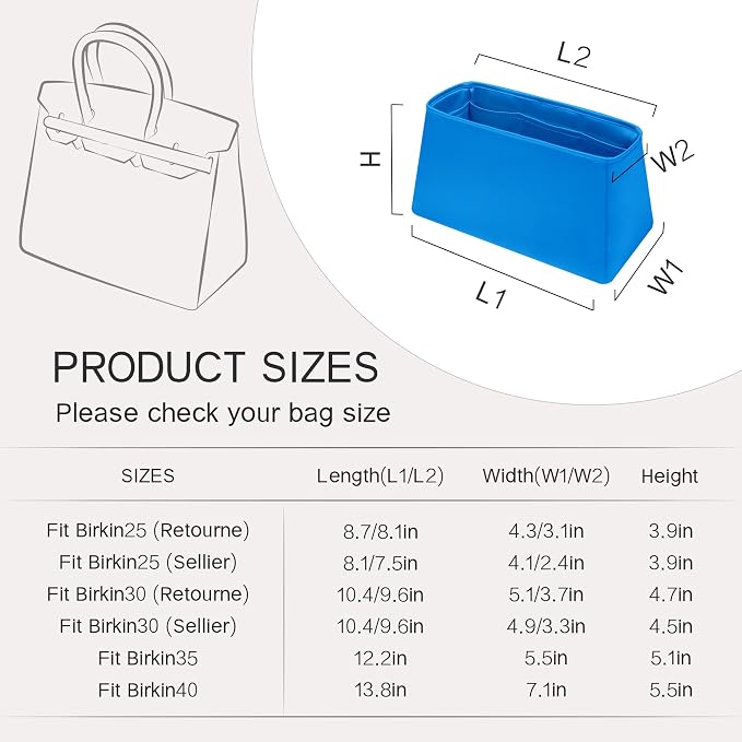 Fits for Brikin Bag Insert Organizer For Hermes(30 S,Aztec Blue) | Premium Silk Material,Smooth Touch,Lightweight,zipper,protect from scratches & stains,multiple pockets,keychain,waterproof - Image 8