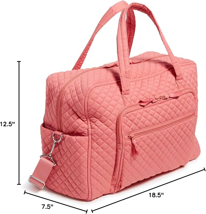 Vera Bradley Women's Cotton Weekender Travel Bag, Terra Cotta Rose - Recycled Cotton, One Size - Image 9