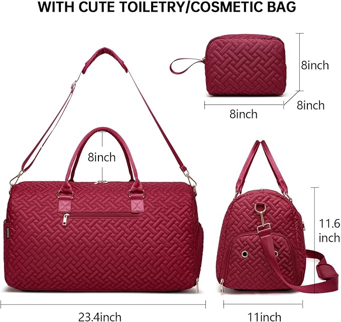 Duffle Bag for Travel, Weekender Bag with Shoe Compartment, Carry On Overnight Bag for Women with Toiletry Bag, Gym Bag with Wet Pocket, Hospital Bags for Labor and Delivery Beige - Image 3