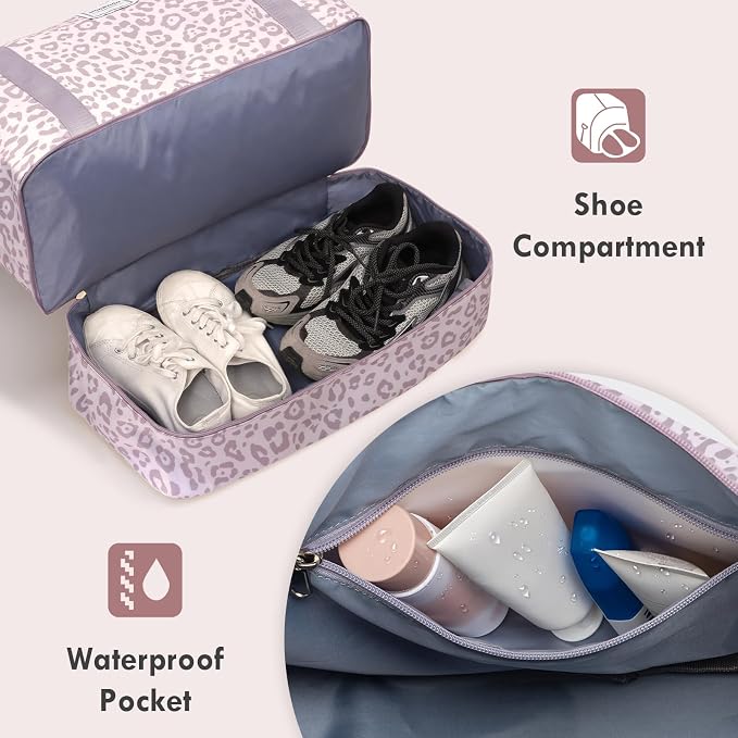 WOOMADA Weekender Overnight Bag for Women, Shoulder Travel Duffel with Shoes Compartment,Gym Bag with Toiletry Bag - Image 5