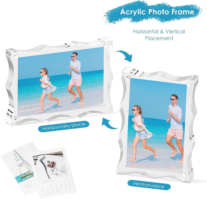 4x6 Acrylic Picture Frame 3 Pack, 20mm Thick, Double-Sided Transparent Magnetic Frameless Photo Frame, Desktop Freestanding Display for Office or Home - Image 6