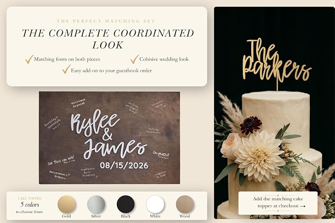 Personalized Last Name Guest Book, Unique Guest Book Sign, Custom Alternative Guest Book, Wooden Guest Book, Wedding Ceremony Guestbook Sign (Design 10) - Image 6