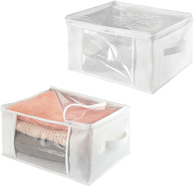 iDesign Fabric Storage Bags with Zipper, Medium, Set of 2, 16" x 12" x 8" by iDesign