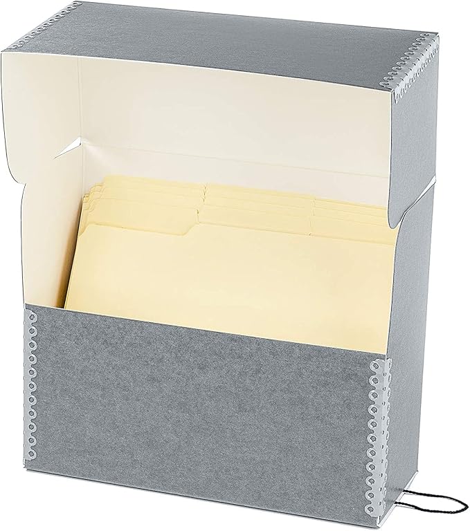 Lineco Archival Document Storage Box, 12.5" x 10.5" x 5", Gray | Acid-Free, 12 Letter Sized File Folders Included, Organizer for Prints, Photos, Papers, Pack of 2 - Image 3