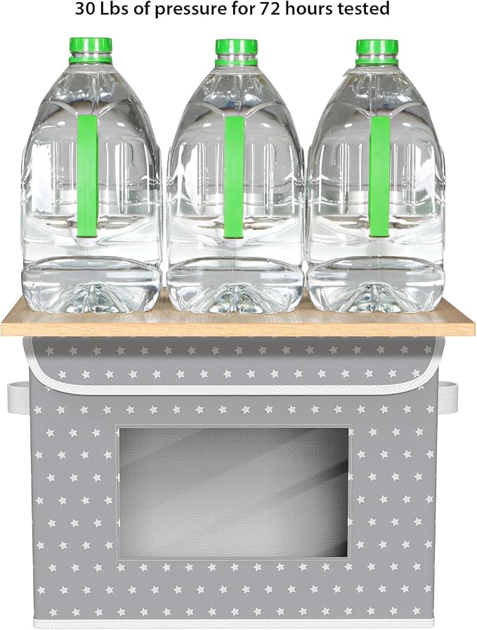 Univivi Fabric Foldable Storage Boxes with Lids, 4 Pack, Gray Star | 17 x 12 x 12 In Large Stackable Storage Bins with Lids, Closet Organizers and Storage Cube Basket for Home, Office, Bedroom - Image 3