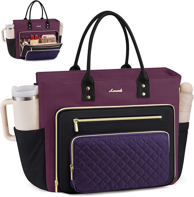 LOVEVOOK Teacher Tote Bag for Women Work, Nurse Bags With Large Cup Holder Laptop Bag With Laptop Compartment, Professional Computer Briefcase Business Purses, Mother Gift, 15.6 Inch by LOVEVOOK