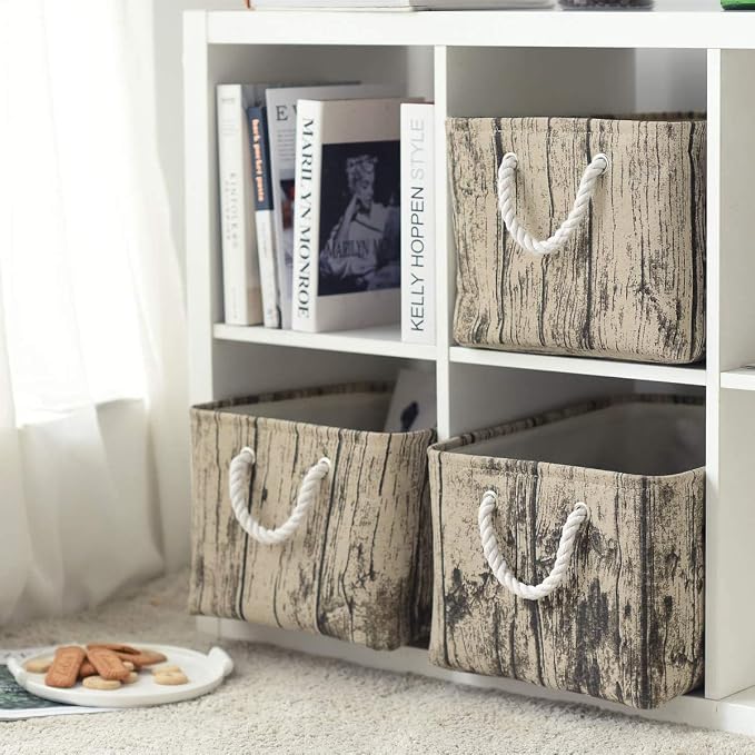 TcaFmac Fabric Storage Basket, Decorative Canvas Storage Bins Baskets for Gifts Empty Tree Stump - Image 2