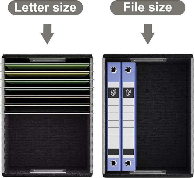 Foldable File Organizer Box with Lids (4 Pack, Dark Gray, Leather) | File Box with Plastic Slides for Document, Filing Bin for Letter Size Hanging File Folders (4 Pack, Dark Gray, Leather) - Image 4