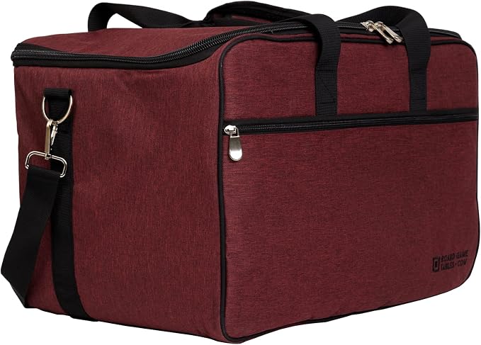 Board Game Bag, [Backpack/Shoulder Strap/Luggage Slip] | Padded Board Game Carrier (Ruby Red) by BoardGameTablescom