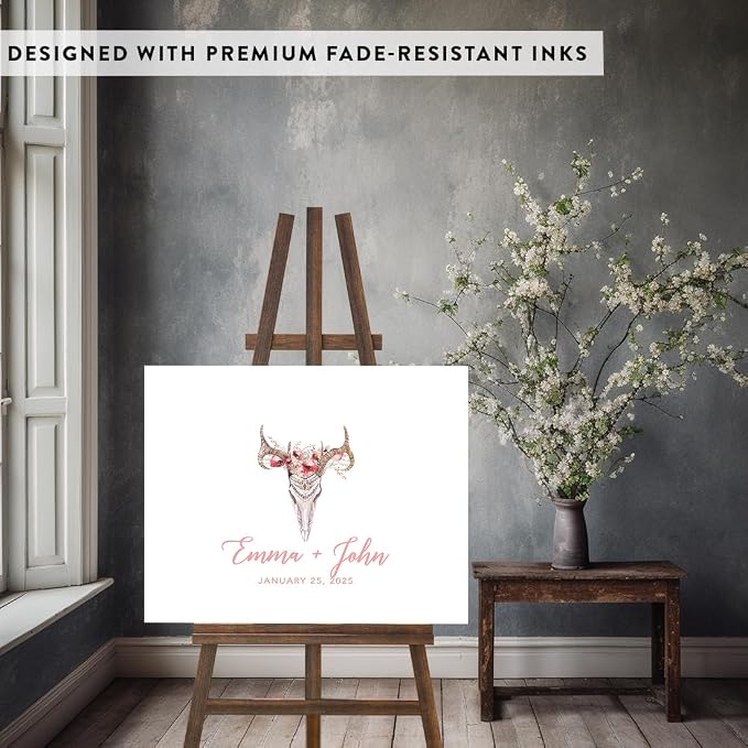 Andaz Press Custom Large Canvas Wedding Guest Book Alternative, 16 x 20 Inches, Boho Woodland Horizontal Personalized Sign Our Canvas Guest Book Signs for Wedding Rustic Woodland Theme Events - Image 3