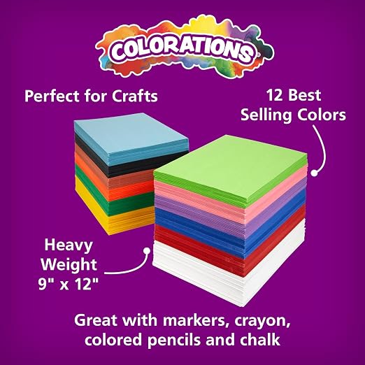 Colorations 9" x 12" Construction Paper Classroom Pack, 2200 Sheets | Mediumweight Construction Paper, Bulk Set, Classroom Arts & Crafts Supplies - Image 3