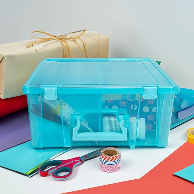 ArtBin 6990AA Super Satchel Double Deep, Portable Art & Craft Organizer with Handle, [1] Plastic Storage Case, Aqua Mist - Image 5