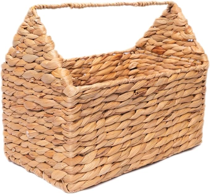 NAYA 13.7" House Water Hyacinth Storage Basket – Shelf Organizer | Handwoven water hyacinth basket design for toys, books and nursery organization. by MAKESUSTAINABLEANDBEAUTY