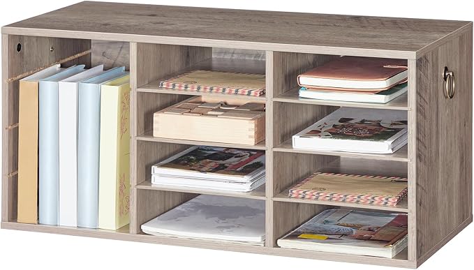 HOOBRO Countertop Mail Sorter Organizer, Wooden Literature Organizer, Student Mailbox for Classroom, Desktop Bill Organizer for Office Home School, 12 Compartments, Greige BG43WF01 - Image 4