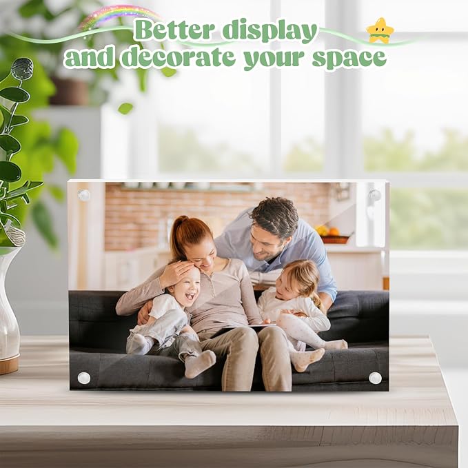 4x6 Acrylic Picture Frames 24 Pack, Clear Double Sided Photo Frames | Magnetic Photo Frames 20mm Thicker Desktop Display Frame Wedding Table Numbers for Bedroom Home Office - Image 5