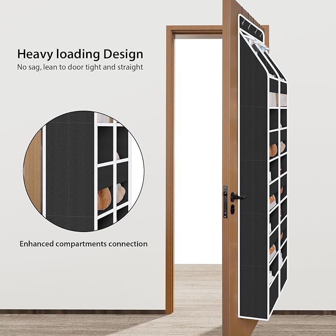 Univivi Upgraded Over the Door Organizer for Baby Nursery, Black, 6-Shelf | Fabric Door Organizer with Clear Window Deep Pockets, Over Door Hanging Organizer for Baby Essential, Bedroom, and Dorm - Image 2