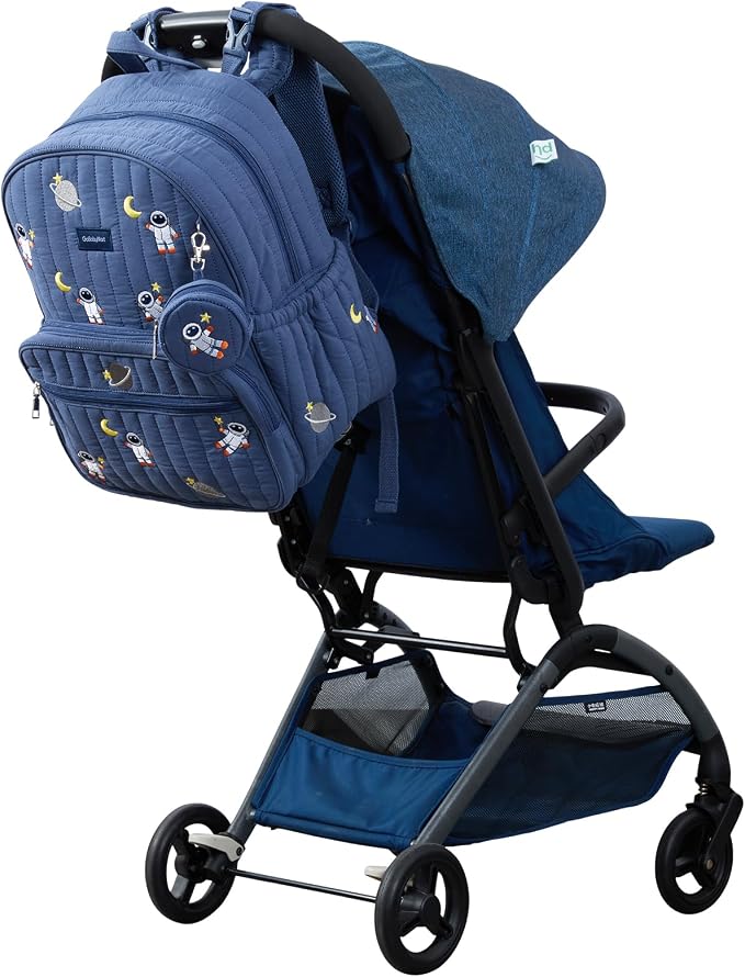 Large Diaper Bag Backpack with Changing Pad, Insulated Bottle Pockets, Travel & Hospital Bag for Mom & Dad (Large - Navy Astronauts) - Image 5